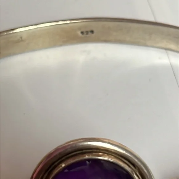 925 bangle large amethyst. Big wrist friendly - Picture 4 of 14